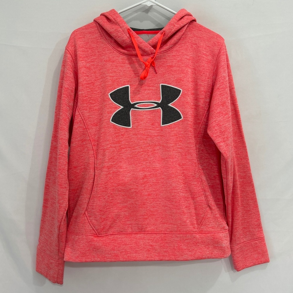 Under Armour Storm Big Logo Pink Heathered Pullover Hoodie Women Small